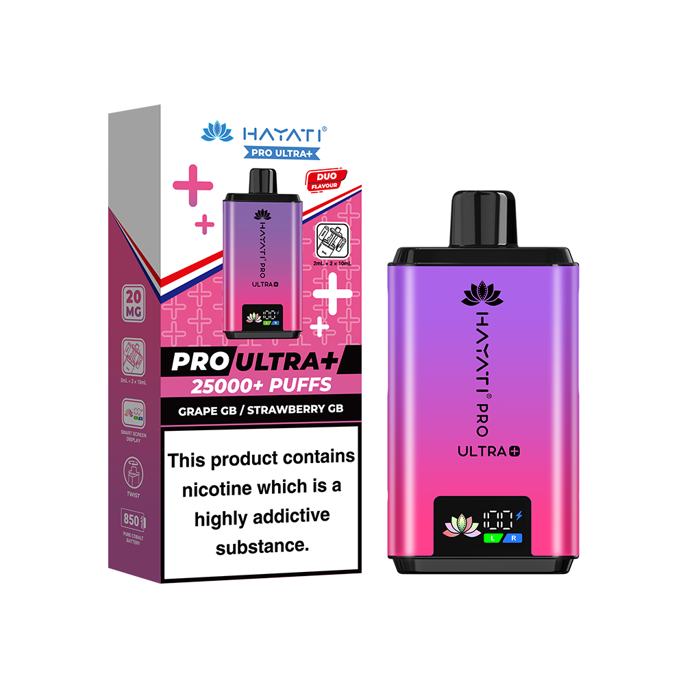 Hayati Pro Ultra Plus 25K Prefilled Vape Kit Grape GB Strawberry GB | The Ace of Vapez Distro