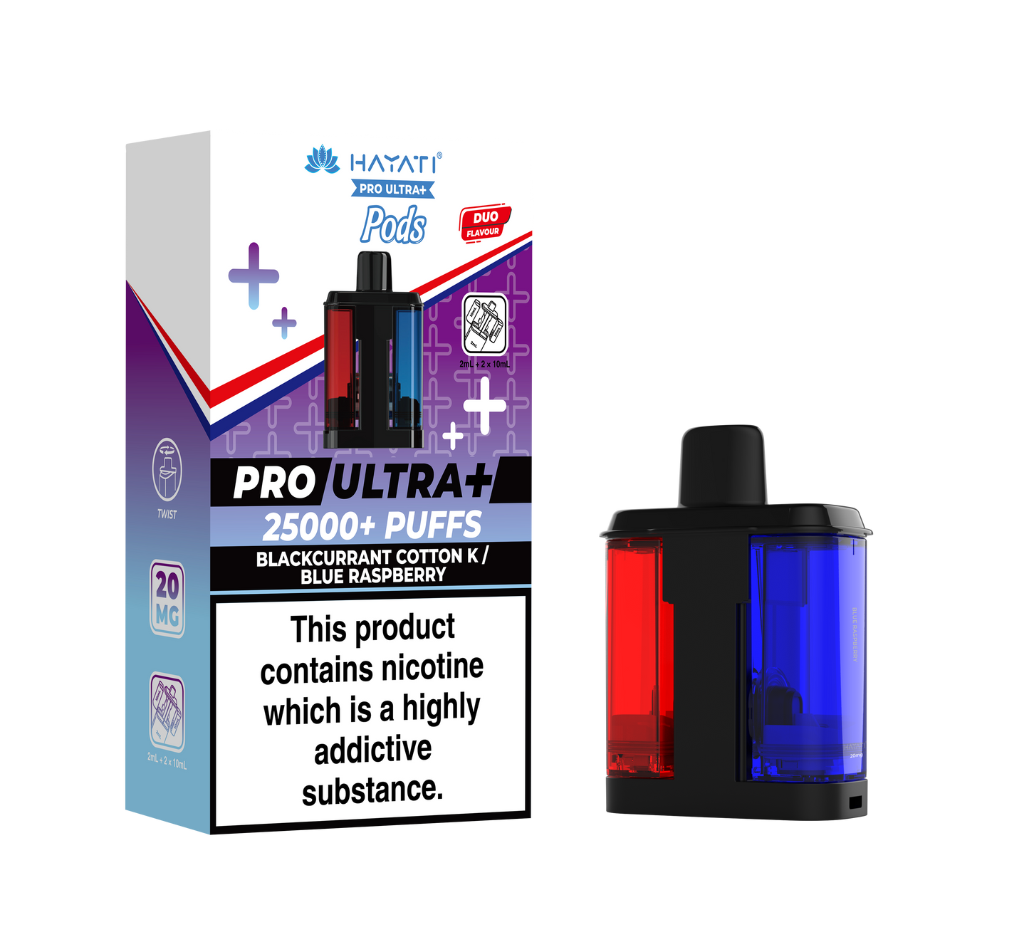 Hayati Pro Ultra Plus 25k Refill Pods Blackcurrant Cotton K / Blue Raspberry | The Ace of Vapez Distro